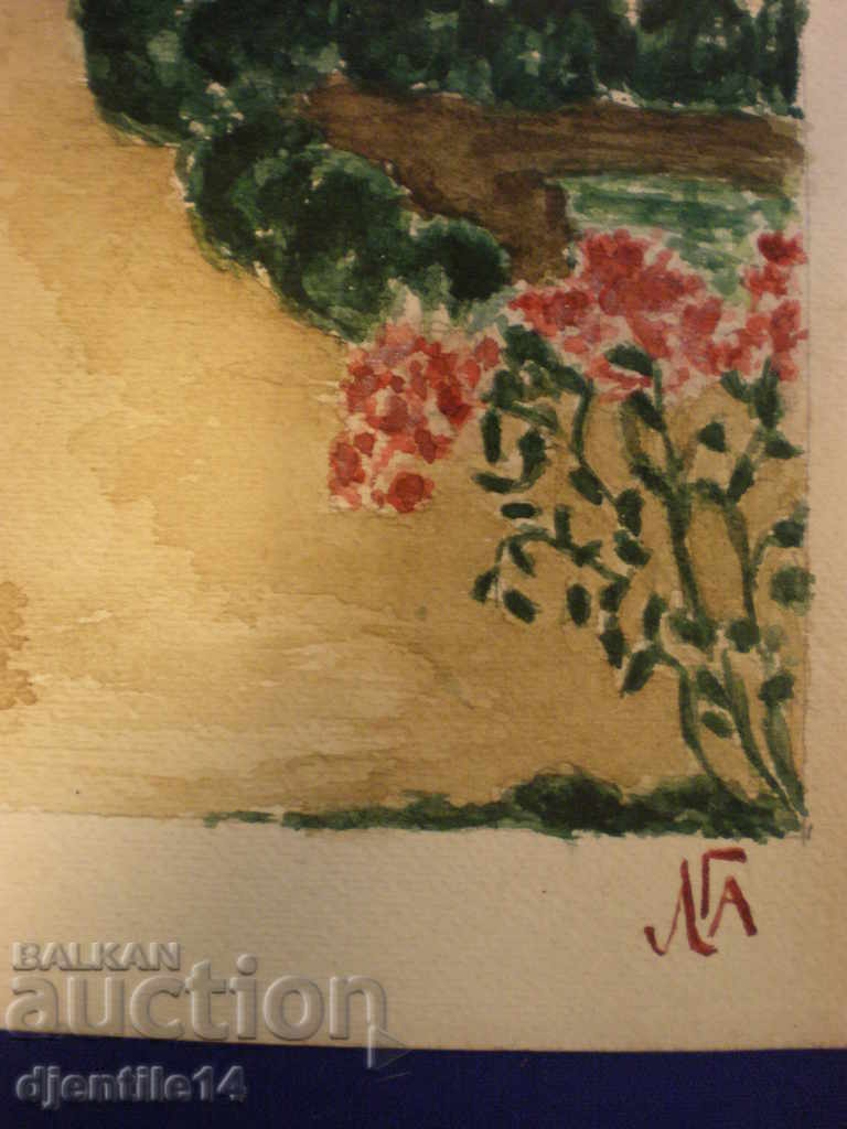 Auction drawing watercolor signed Auction drawing watercolor signed