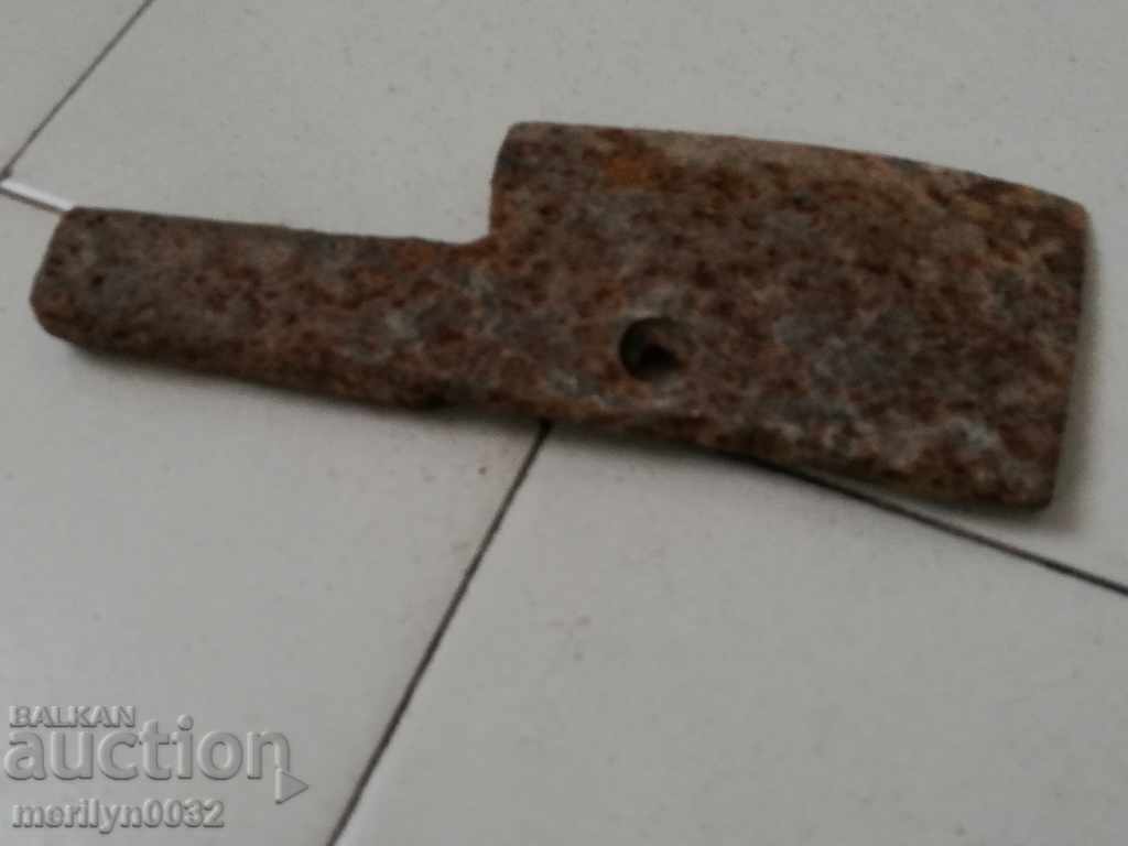 Licitație Vechi forjate Cleaver, topor, lama topor, fier forjat