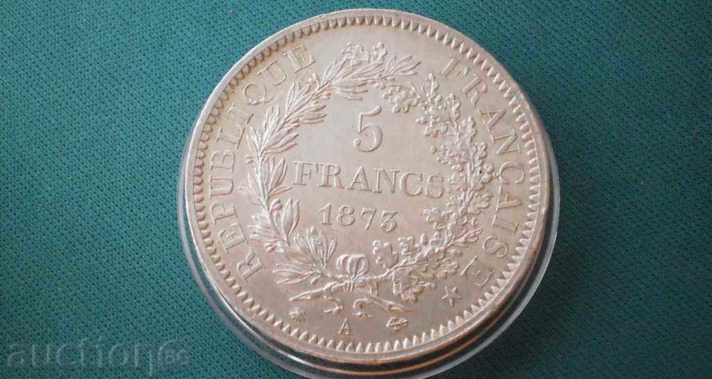 Livrarea Argint Franța 5 Franci 1873 UNC R