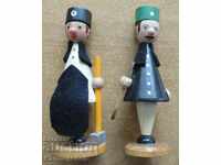 2 old wooden figures, toys