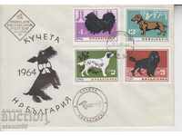 Първодневен пощенски плик кучета животни фауна черен печат