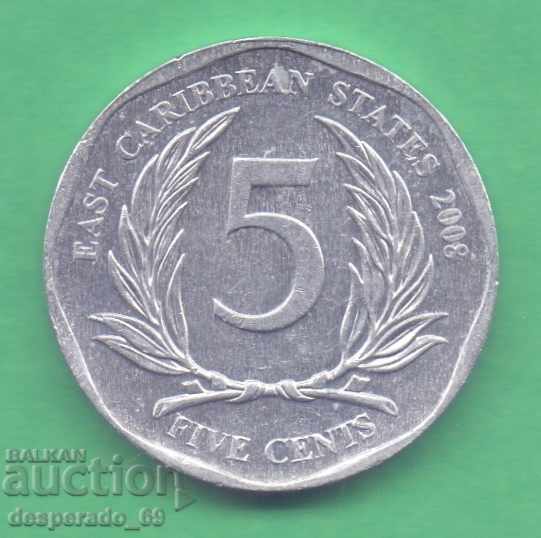 ($ 5 cents 2008 East Caribbean States)