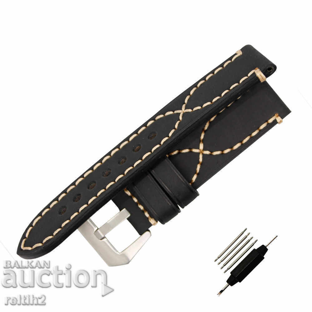 Black leather strap 20mm with price 45.00 BGN | € 23.01 Black leather strap 20mm with price 45.00 BGN | € 23.01