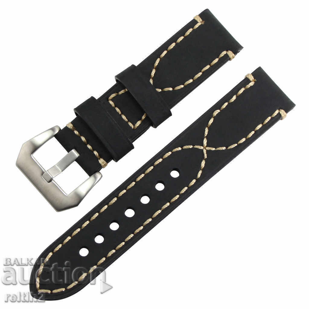 Black leather strap 20mm