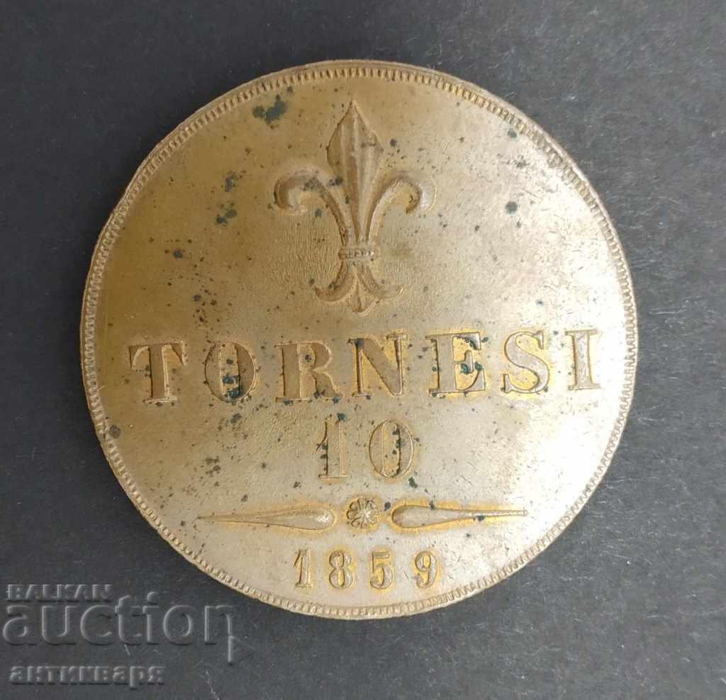 10 Tornesi Torches Francesco II 1859 with price 333.00 BGN | € 170.26 10 Tornesi Torches Francesco II 1859 with price 333.00 BGN | € 170.26