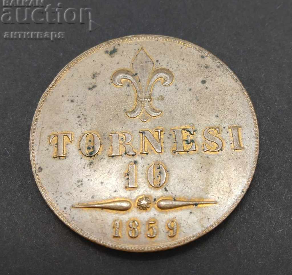 10 Tornesi Φακοί Francesco II 1859
