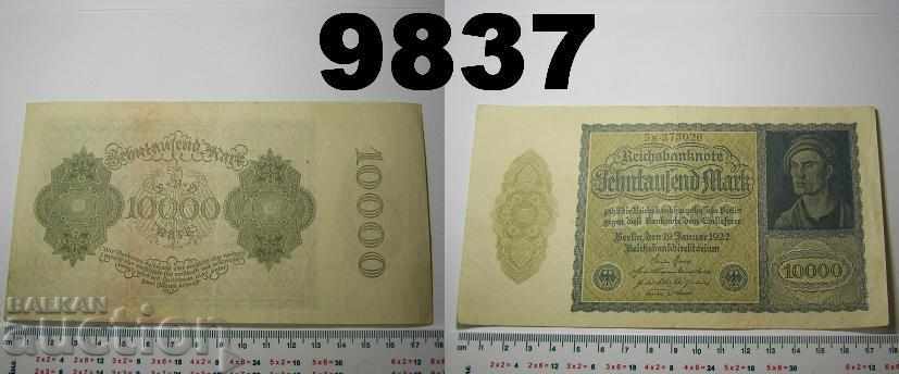Germania 10000 de mărci 1922 XF P72 Bancnotă