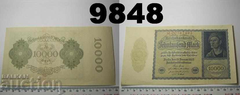Германия 10000 марки 1922 XF+ P72 Банкнота