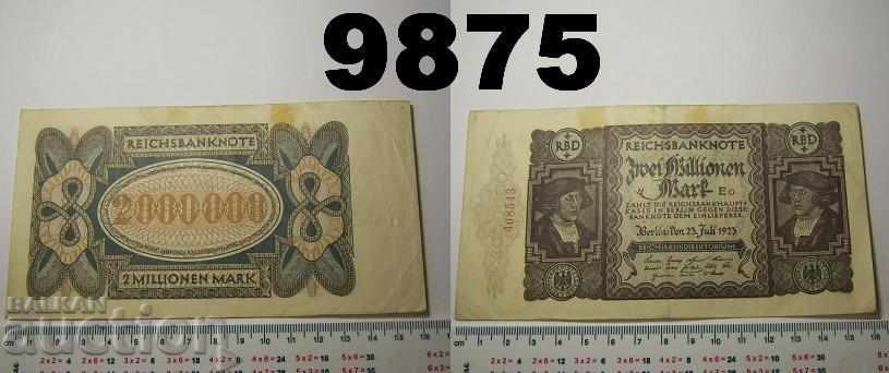 Germania 2000000 mărci 1923 VF P89 Bancnotă rară
