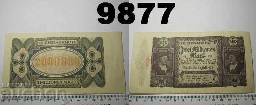Germania 2000000 mărci 1923 XF P89 Bancnotă rară