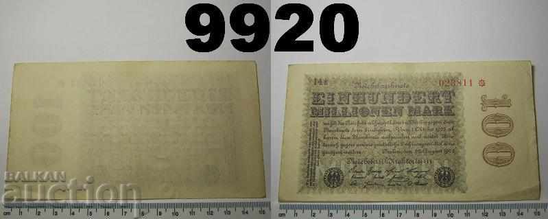 Германия 100 милиона марки 1923 Рядка