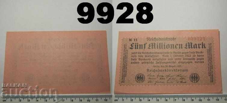 Γερμανία 5 εκατομμύρια σημάδια 1923 μαύρη σειρά