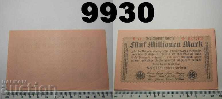 Germany 5 million marks 1923 AJ series