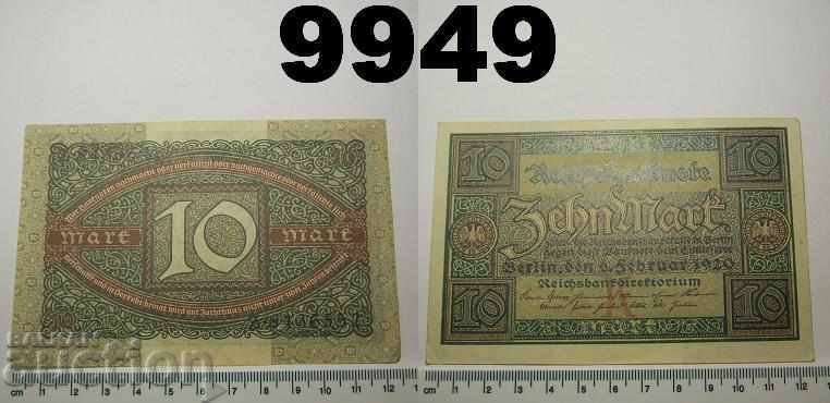 Германия 10 марки 1920 AUNC банкнота
