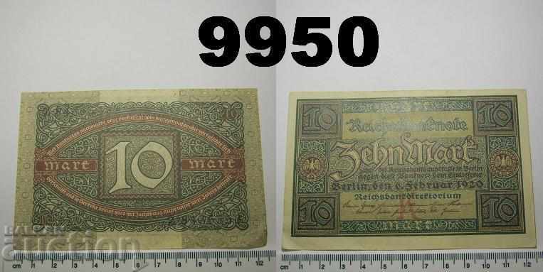 Germany 10 Marks 1920 AUNC Banknote