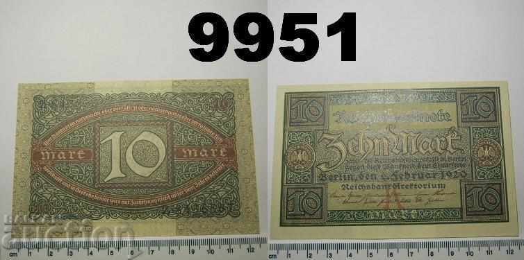 Германия 10 марки 1920 UNC банкнота
