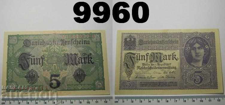 Η Γερμανία 5 σημειώνει το τραπεζογραμμάτιο UNC του 1917