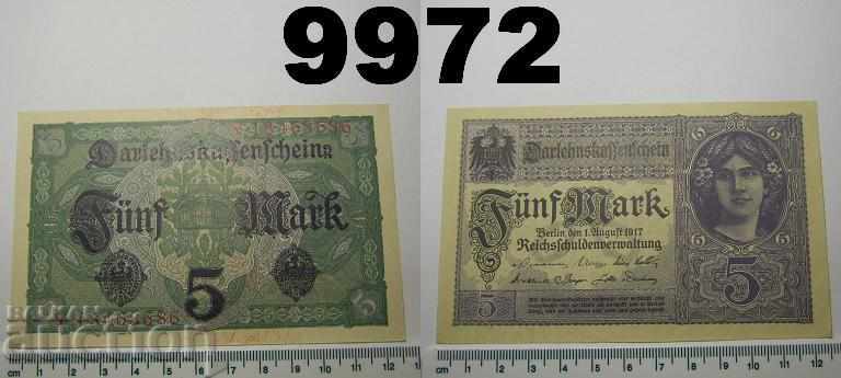 Germania 5 note 1917 bancnote UNC