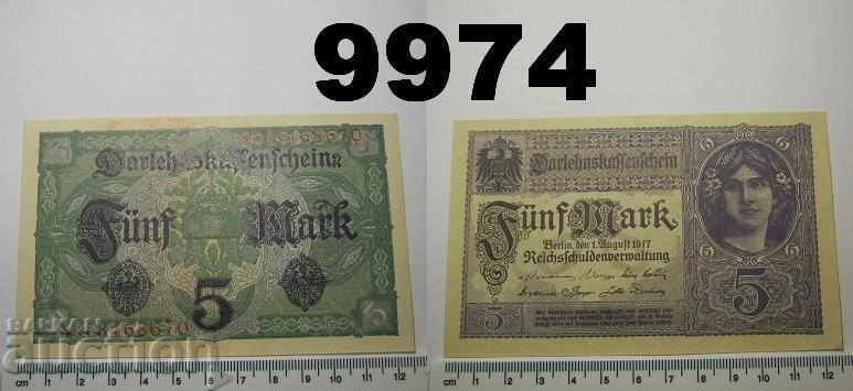 Germany 5 marks 1917 UNC banknote