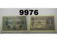 Германия 5 марки 1917 UNC банкнота