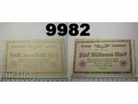 Γερμανία 5 εκατομμύρια σήματα 1923 XF + τραπεζογραμμάτιο