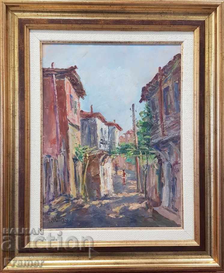 Painting Street in Nessebar Pavel Todorov oil paints ORIGINAL