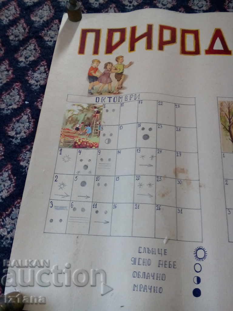 Old School Bulletin Board, Nature Calendar with price 22.00 BGN | € 11.25
