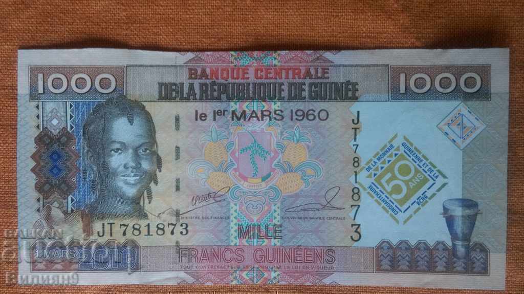 ГВИНЕЯ 1000 франка 2010 Юбилейна UNC