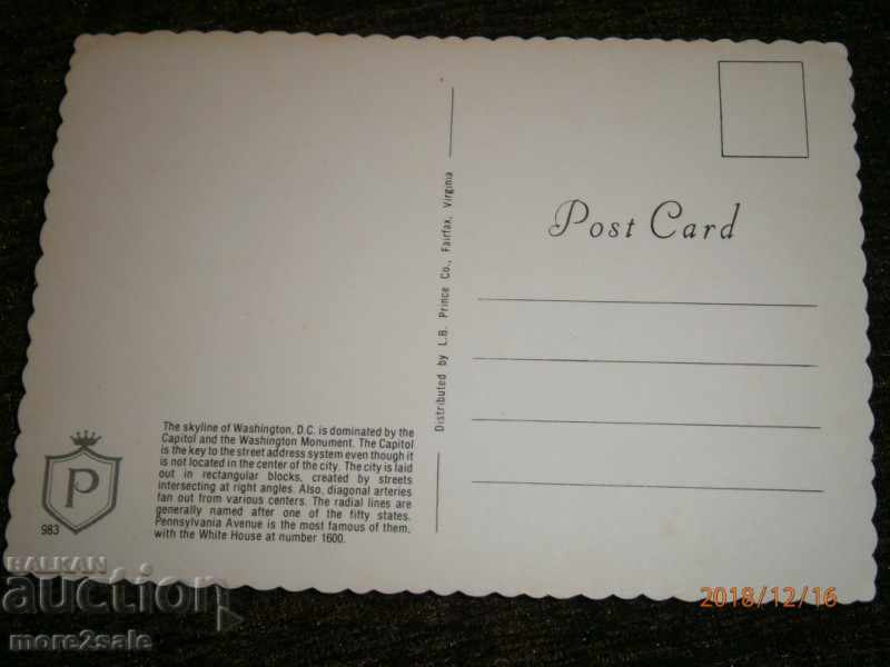 Postcard - WASHINGTON DS - WASHINGTON D.C - USA - NOT TRAVELED with price 1.00 BGN | € 0.51 Postcard - WASHINGTON DS - WASHINGTON D.C - USA - NOT TRAVELED with price 1.00 BGN | € 0.51