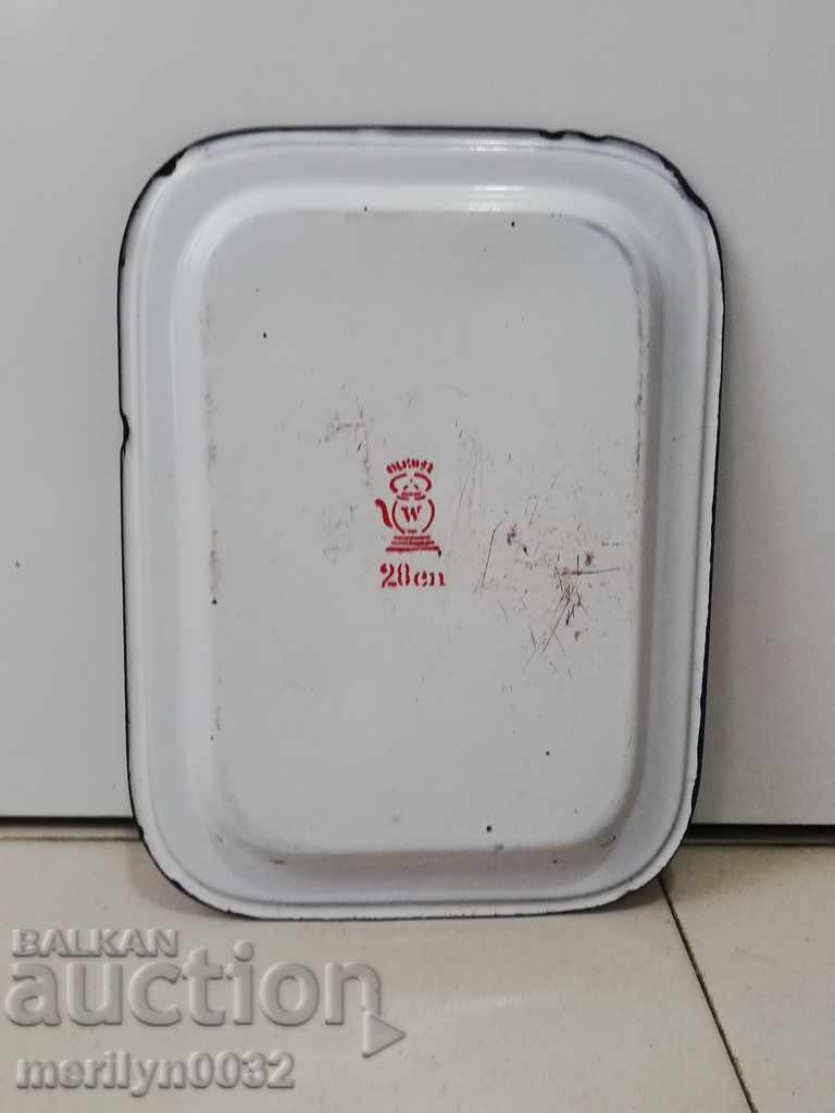 Old metal tray enamel tray, plateau with price 39.00 BGN | € 19.94
