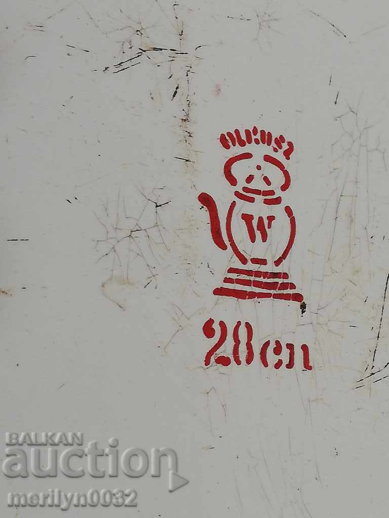 Auction  Old metal tray enamel tray, plateau