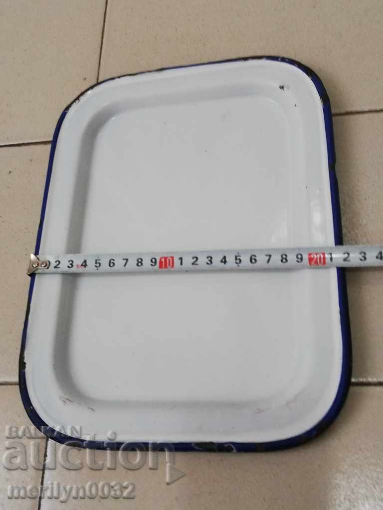 Old metal tray enamel tray, plateau - 5