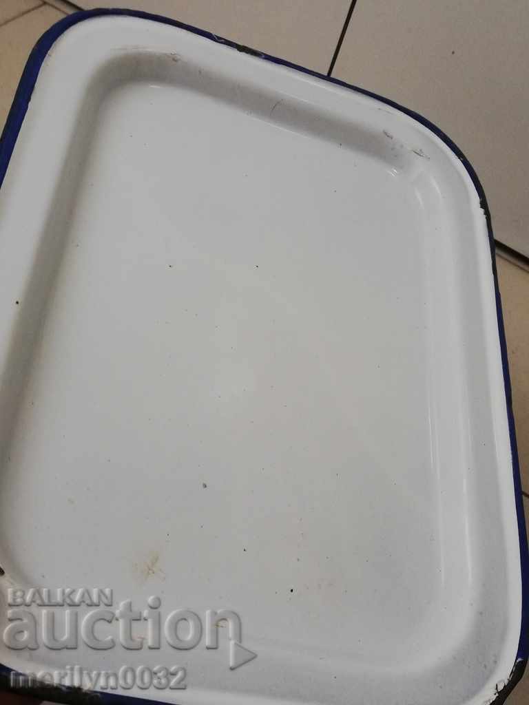 Old metal tray enamel tray, plateau - 6
