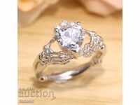 Inel cu topaz alb natural, argintat