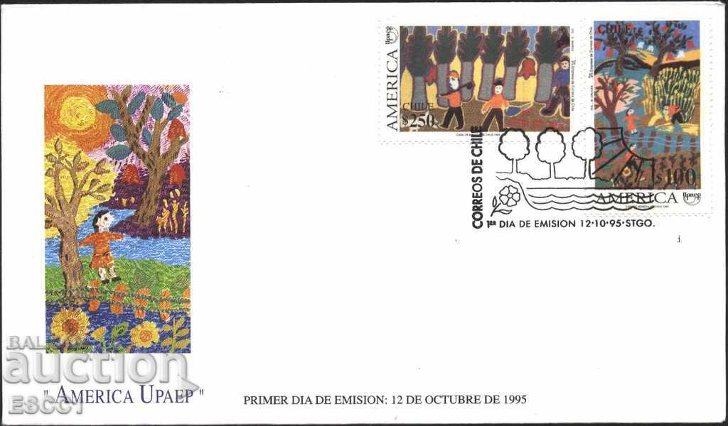 Wave envelope Children's drawings America UPAEP 1995 from Chile