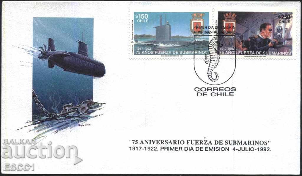 Enduro Envelope 75 Years Submarine 1992 from Chile