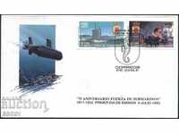 Първодневен плик 75 години Подводница    1992 от Чили