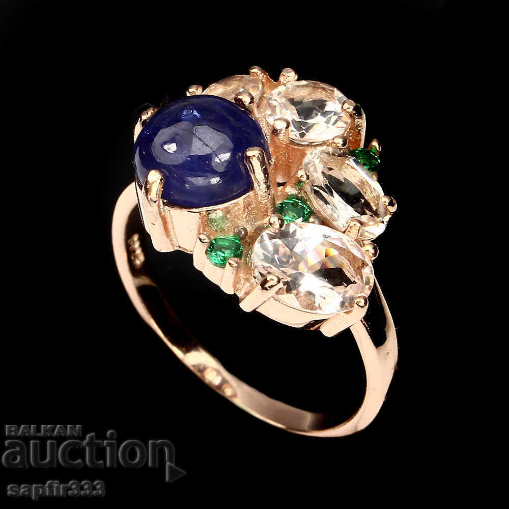 REQUIRED RING WITH NATURAL TANZANITE, MORGANITIS AND CYCLONS with price 274.00 BGN | € 140.09 REQUIRED RING WITH NATURAL TANZANITE, MORGANITIS AND CYCLONS with price 274.00 BGN | € 140.09
