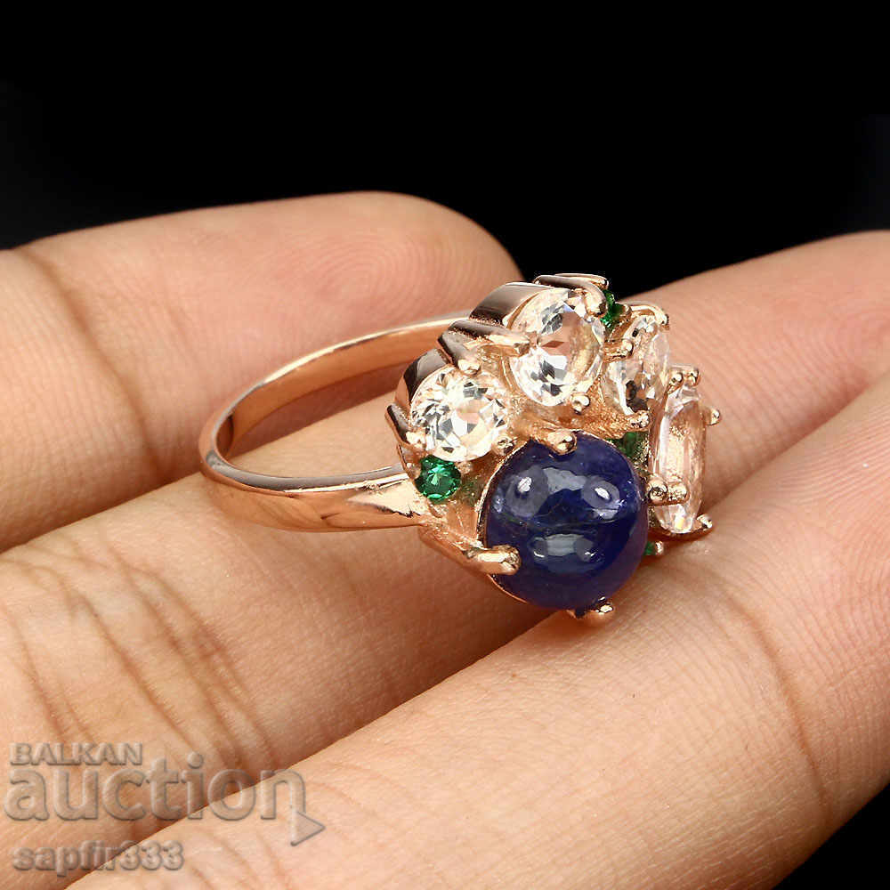 Auction REQUIRED RING WITH NATURAL TANZANITE, MORGANITIS AND CYCLONS Auction REQUIRED RING WITH NATURAL TANZANITE, MORGANITIS AND CYCLONS