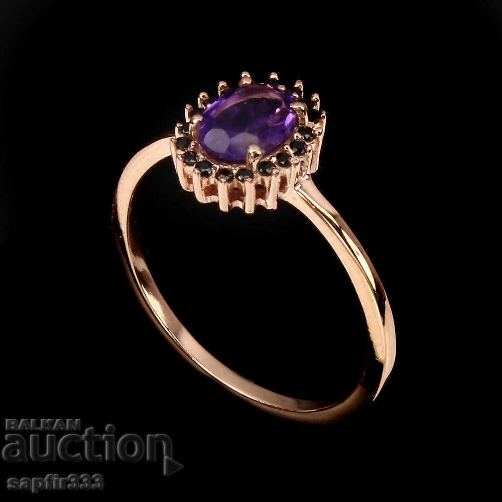 UNIQUE RING WITH NATURAL AMETITIS AND BLACK TWINS with price 187.00 BGN | € 95.61 UNIQUE RING WITH NATURAL AMETITIS AND BLACK TWINS with price 187.00 BGN | € 95.61