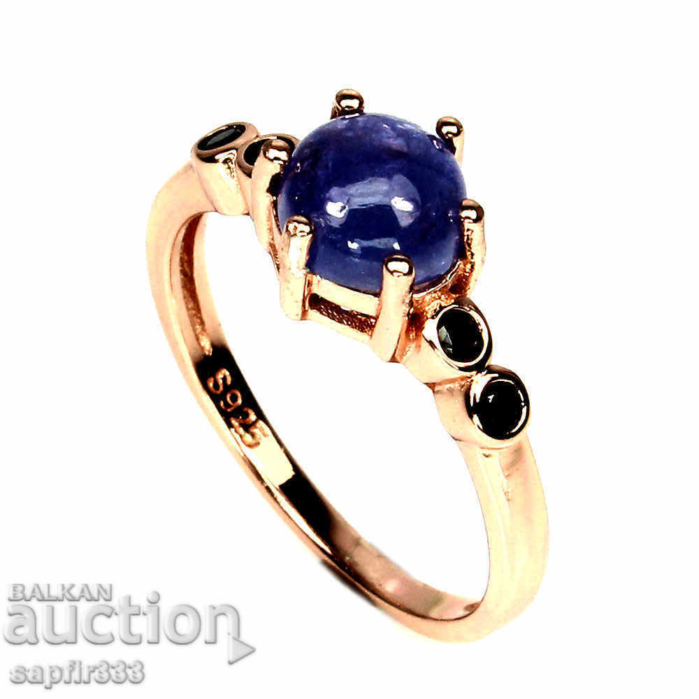 EXQUISITE RING WITH NATURAL TANZANITE AND BLACK SPINELS with price 252.00 BGN | € 128.85