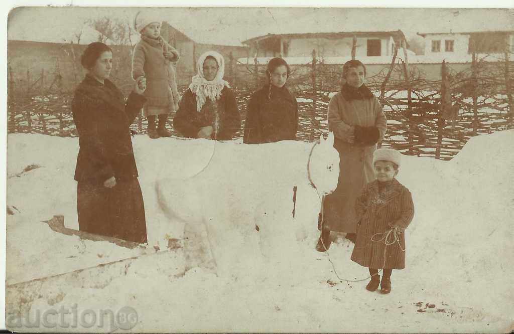 Παλιά φωτογραφία, άγαλμα χιόνι