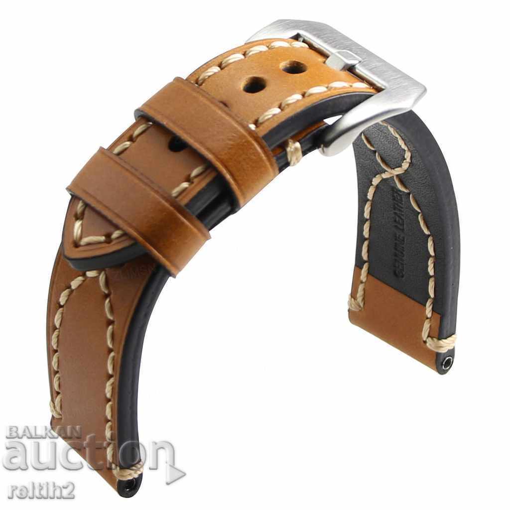 Brown leather strap 20mm