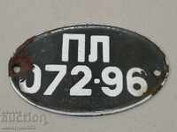 Enamelled license plate for a motor vehicle, car, motorcycle
