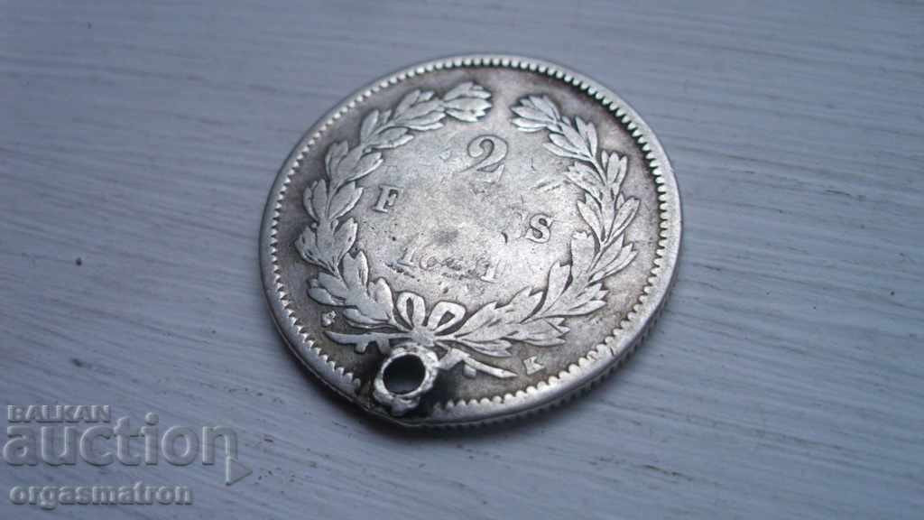 Frances Silver 2 Franca 1841 2 Francs Louis Philippe - 5 Frances Silver 2 Franca 1841 2 Francs Louis Philippe - 5