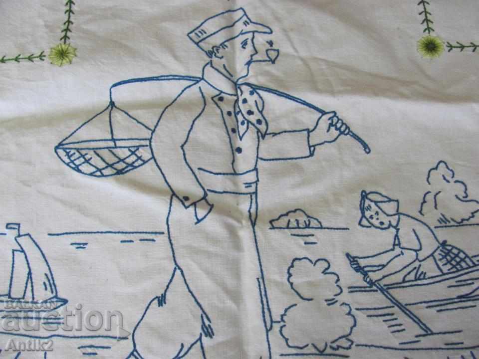 Auction 19th Century World War I Hand Embroidered Check, Rug Auction 19th Century World War I Hand Embroidered Check, Rug