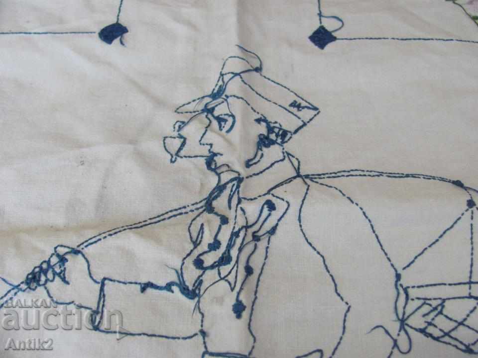 19th Century World War I Hand Embroidered Check, Rug - 6 19th Century World War I Hand Embroidered Check, Rug - 6