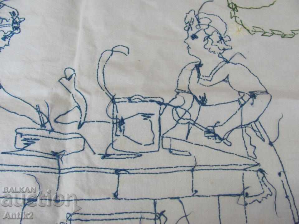 19th Century World War One Hand Embroidered Box, Mower - 6 19th Century World War One Hand Embroidered Box, Mower - 6