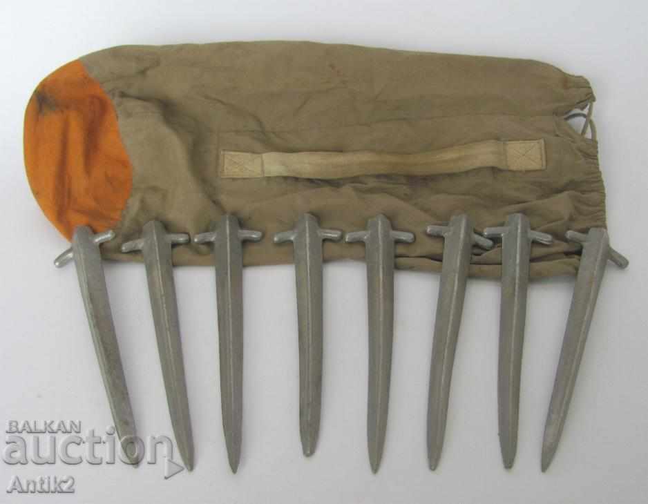 Auction  Second World War Aluminum Pins for Tent 8pcs.