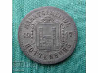Германия - Rottenburg 10  Mapke  1917 Рядка Монета